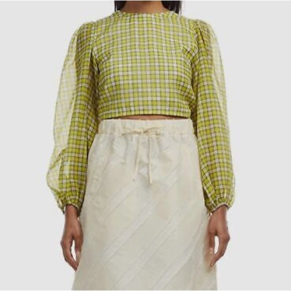 Plaid Green and Yellow Long Sleeve Top